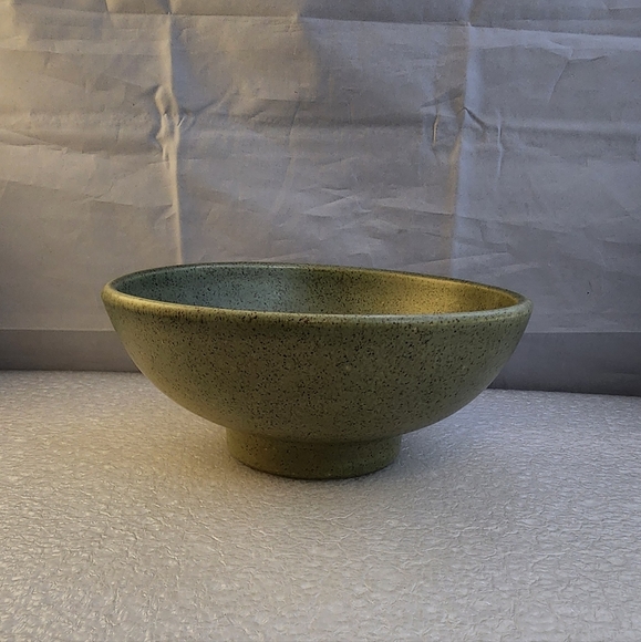 Vtg Haeger USA Pottery 101 Green Speckled Footed Bowl Planter - Picture 4 of 13